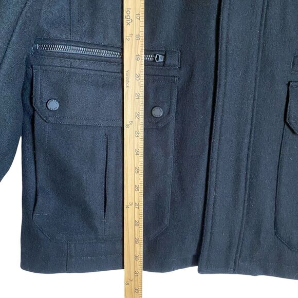 Michael Kors Field Truck Wool Jacket Coat Men's L Black Quilted Lined Minimalist - Picture 11 of 12